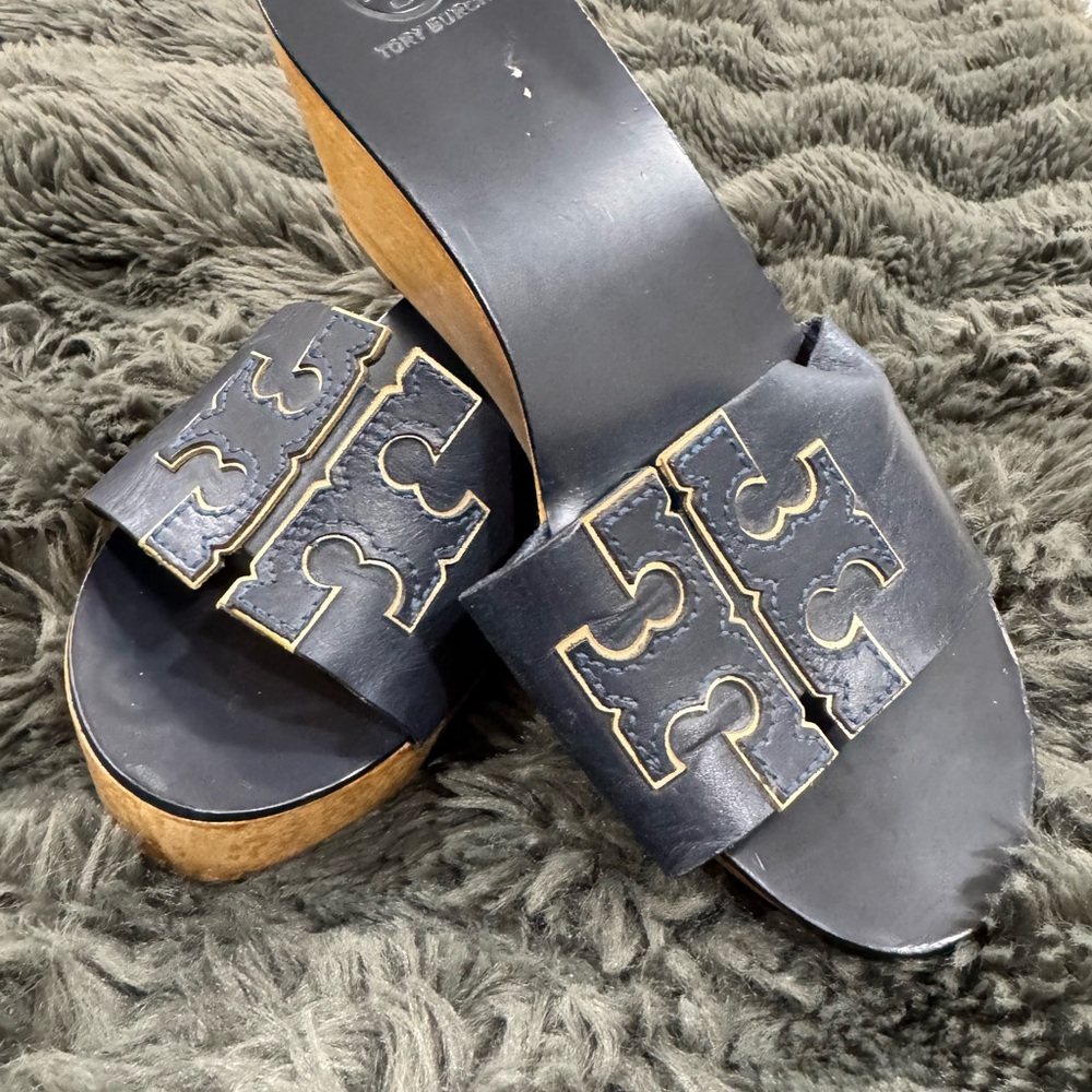 Tory Burch Black Wedge Sandals